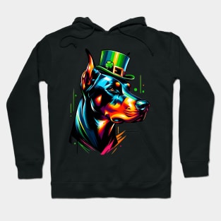 Doberman Pinscher Revels in Saint Patrick's Day Fun Hoodie